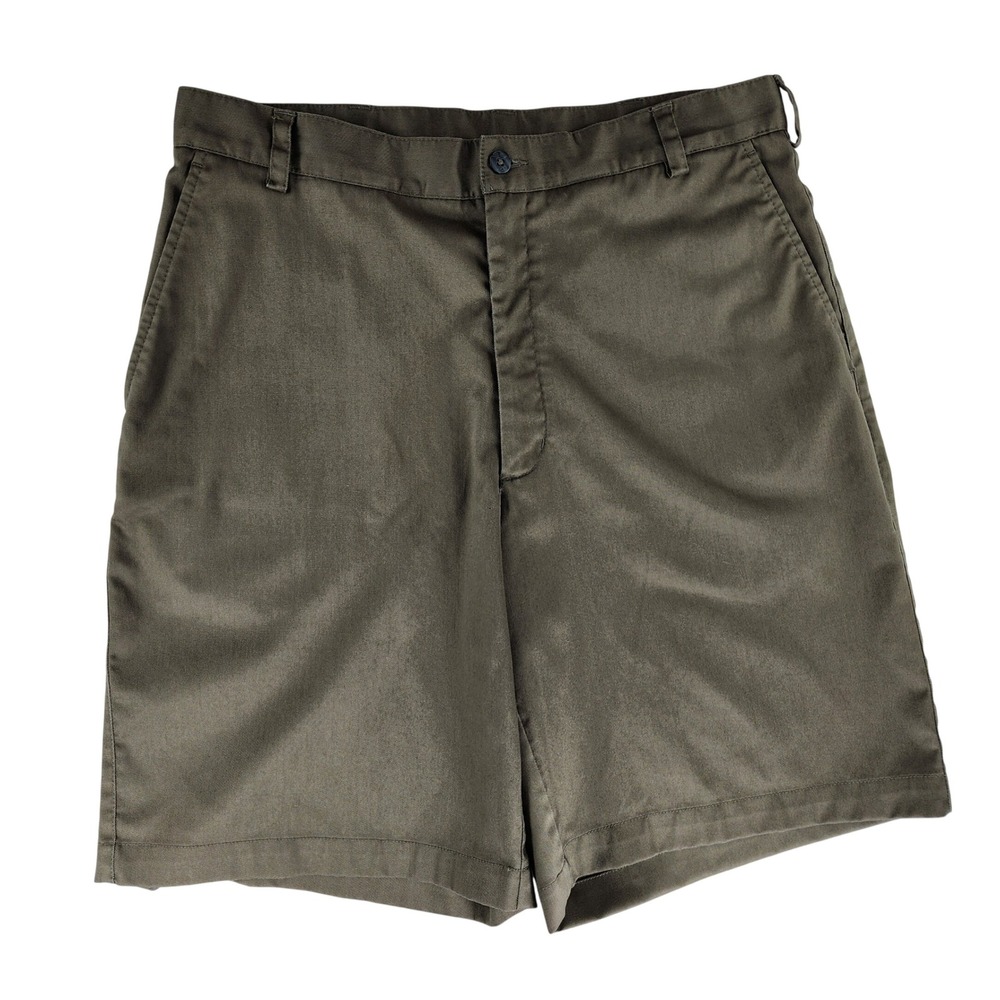 Nike Golf Mens 34 Olive Green Flat Front Chino Golf Shorts Stretch Casual